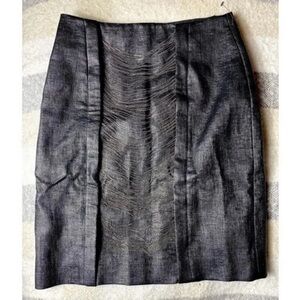 Willow Black Pencil Chain Embellished Burlap Woven Midi Skirt Size 4 Small